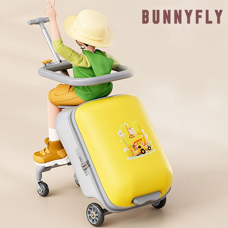 Mala de Viagem Infantil com Rodinhas Carrinho de Bagagem para Crianças Assento de Viagem Carrinho de Passeio Mala de Bordo para Bebê