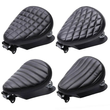 1 CONJUNTO de Assento Solo de Couro Retrô para Moto com Suporte de Mola de 3" para Harley Custom Chopper Sportster Bobber Honda Yamaha Kawasaki