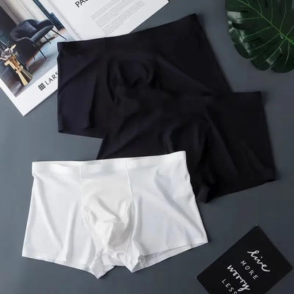 3PCS High Quality Men's Ice Silk Underwear Summer Thin Breathable Seamless Panties Sexy Male Underpants Plus Size