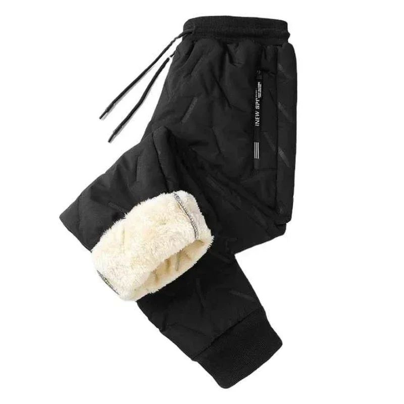 Cotton Pants Men Winter Lambswool Padded Thickened Warm Men Pants Hundreds of Large Size Men Windproof Down Cotton Pants