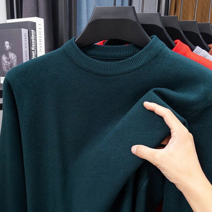 2025 New Men's Casual Sweater Round Neck Long Sleeve Knitted Sweater Diamond Pattern Fashion Versatile Top