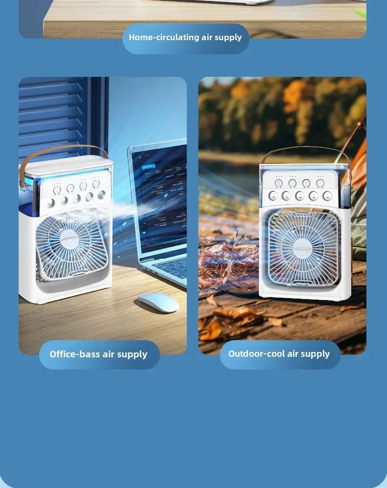 Portable 3 in 1 Mini Ac Air Cooler Fan for Home Products Conditioner Household Small Night LED Humidifier Lights Camping Room