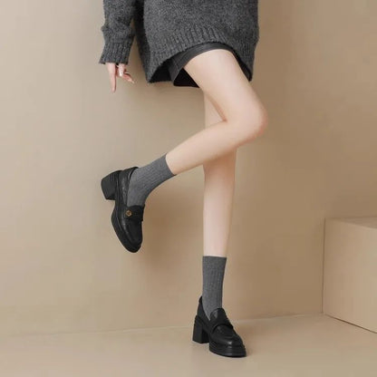 Sapatos Femininos Mary Jane Retrô da Moda Primavera Outono Sapatos Casuais Versáteis Femininos Salto Alto Lolita Sapatos de Couro