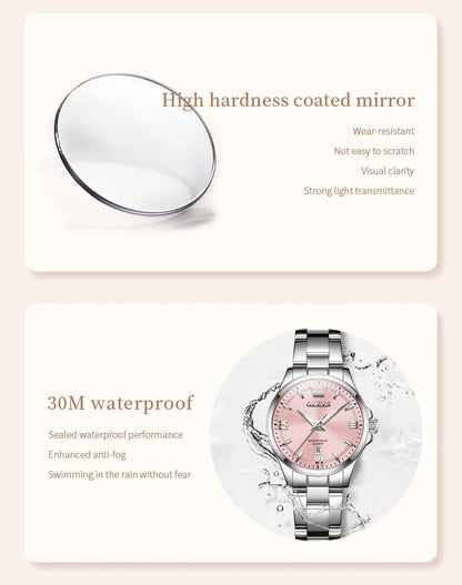 OLEVS 3668 Women Watch Luxury Original Waterproof Stainless Steel Quartz Watch Roman Automatic Date Women Watch Reloj Para Mujer