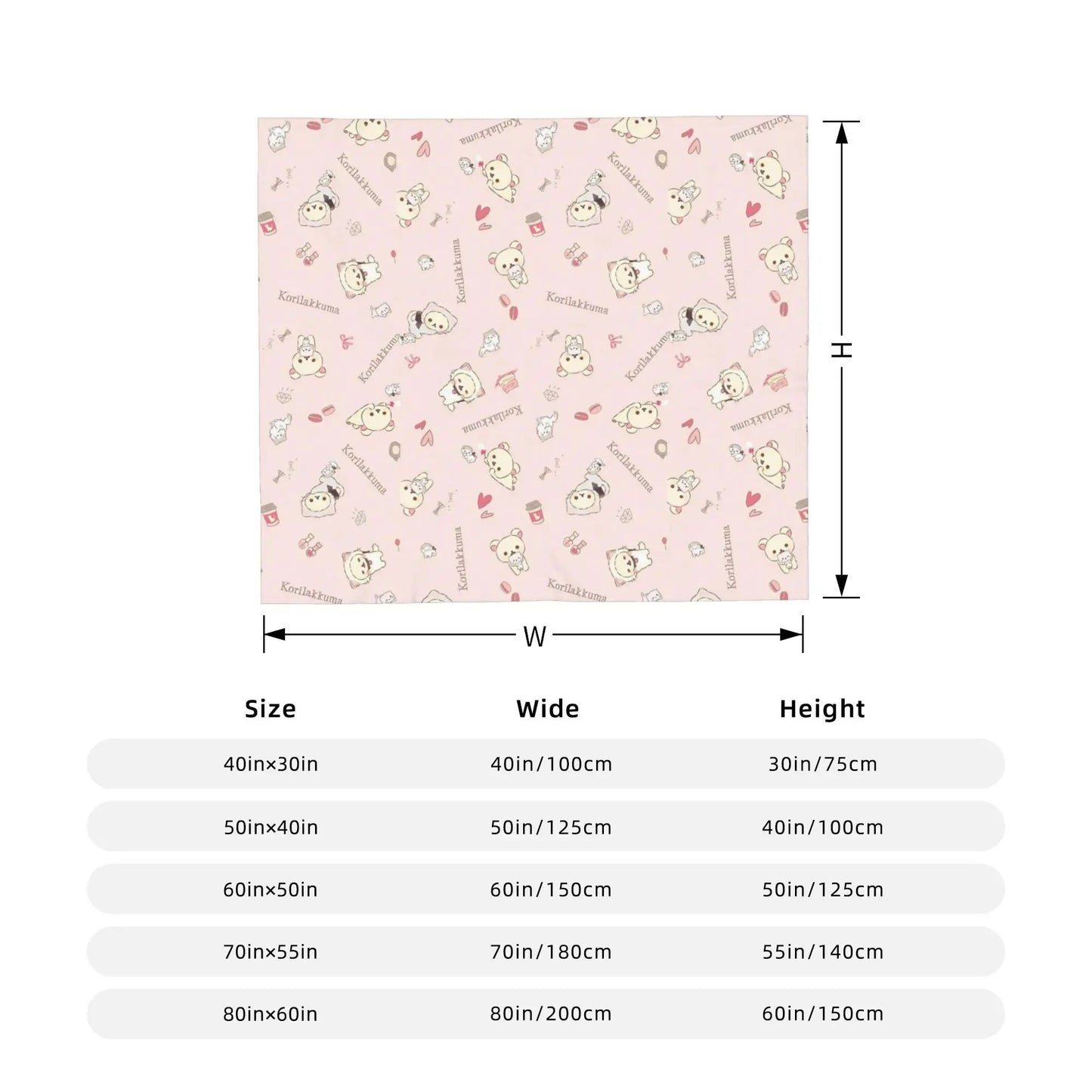 Rilakkuma  Korilakkuma Tea Time Flannel Throw Blanket  Super Warm Plush Quilt for Bedding  Couch