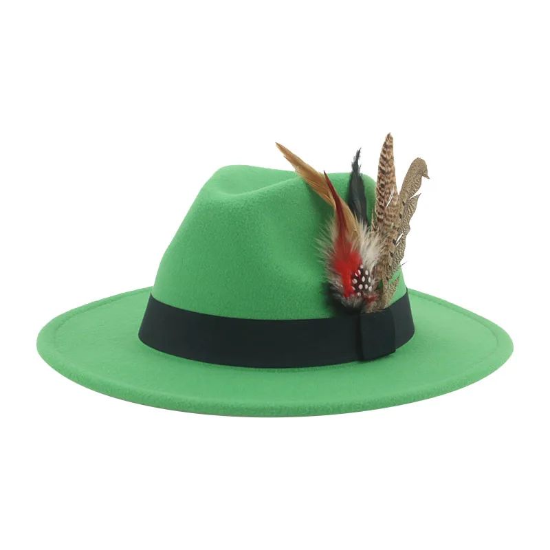 Chapéu Fedora Inverno Feminino Chapéus Masculinos Chapéu de Feltro Pena Luxo Moda Casual Decoração Casamento Homens Mulheres Fedora Chapeau Femme Touca