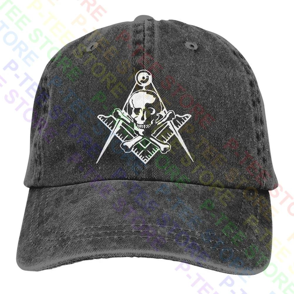 Masonic Skull Crossed Bones Master Mason Shriner Scottish Rite F A M Washed Denim Baseball Cap Trucker Hats Headwear