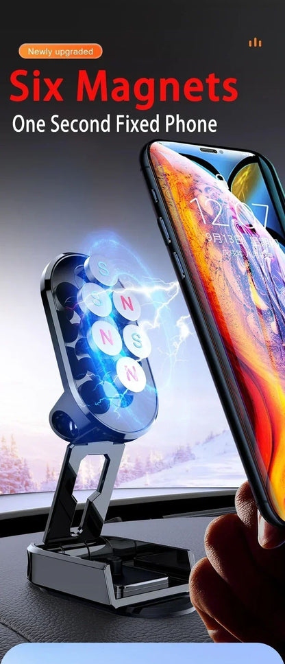 360° Rotation Magnetic Car Phone Holder Dashboard GPS Foldable Cell Phone Stand Mount For All Smartphones Universal Auto Bracket