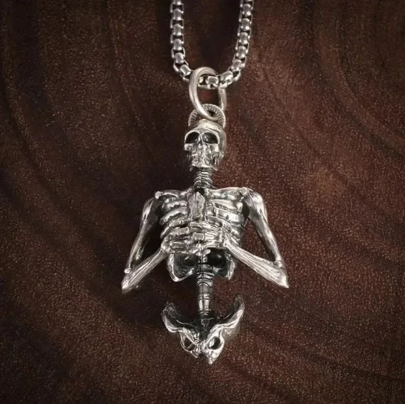 Colar com Pingente de Caveira Masculina Estilo Punk - Vintage, Criativo, Hip Hop, Personalizado, Joia para Festas