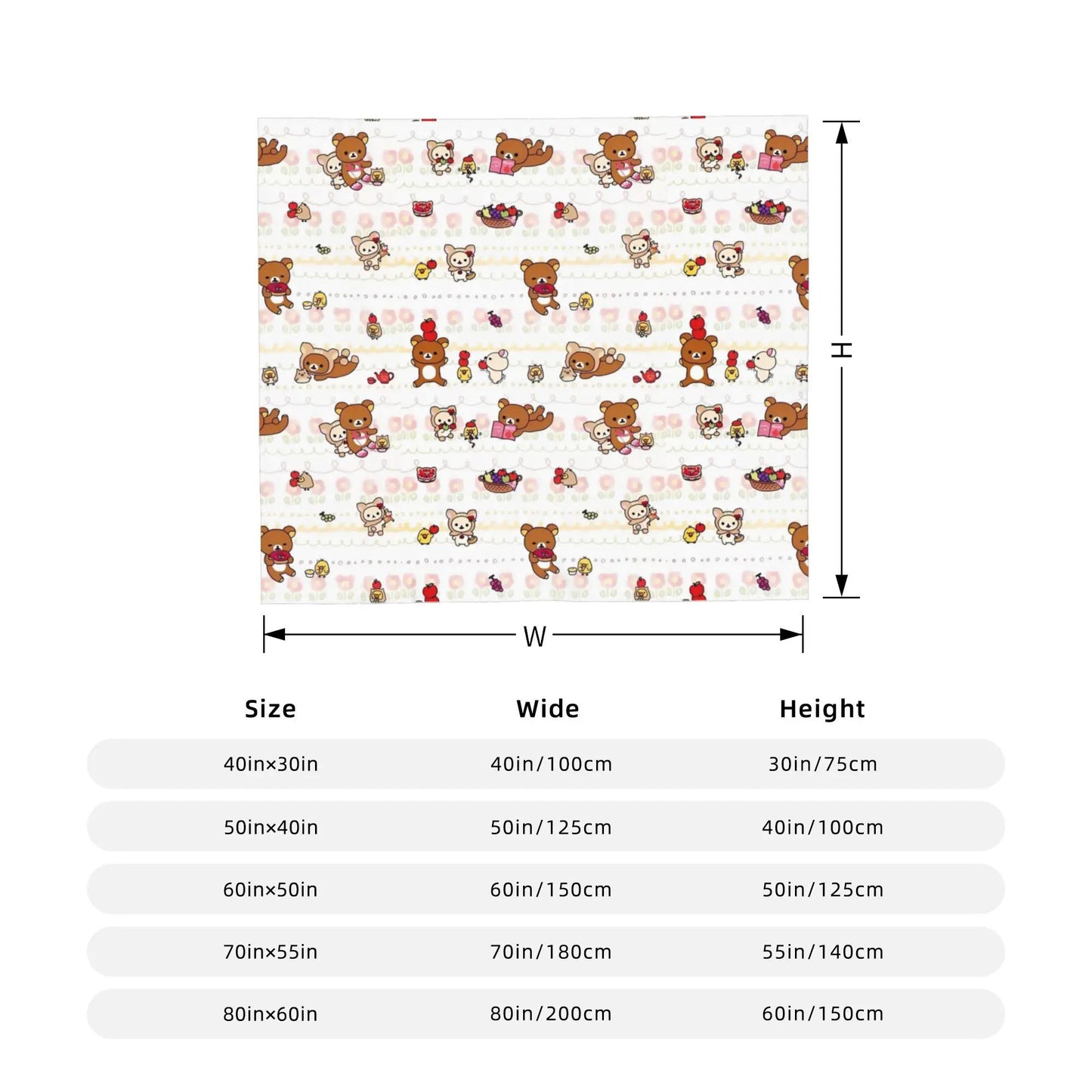 Rilakkuma  Korilakkuma Tea Time Flannel Throw Blanket  Super Warm Plush Quilt for Bedding  Couch