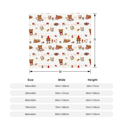 Rilakkuma  Korilakkuma Tea Time Flannel Throw Blanket  Super Warm Plush Quilt for Bedding  Couch