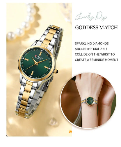 CURREN Women's Watches Fashion Original Quartz Wrist Watch for Ladies Roman Dial Dazzling Diamond Waterproof Luminous Luxury New