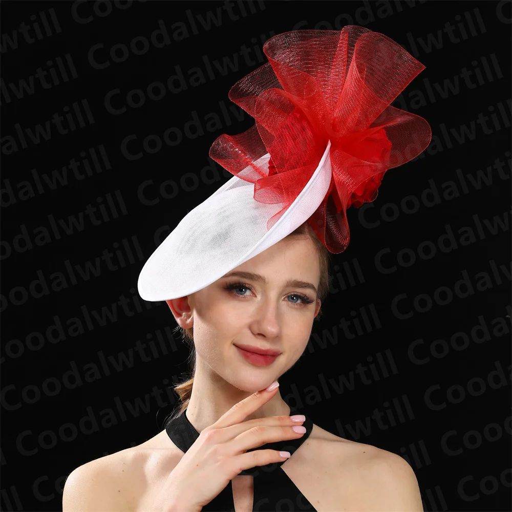 Fascinator Feminino Azul Marinho Chic Chapéu Elegante para Royal Ascot Millinery Noiva Casamento Coquetel Acessórios de Cabelo Véus e Acessórios para Cabeça