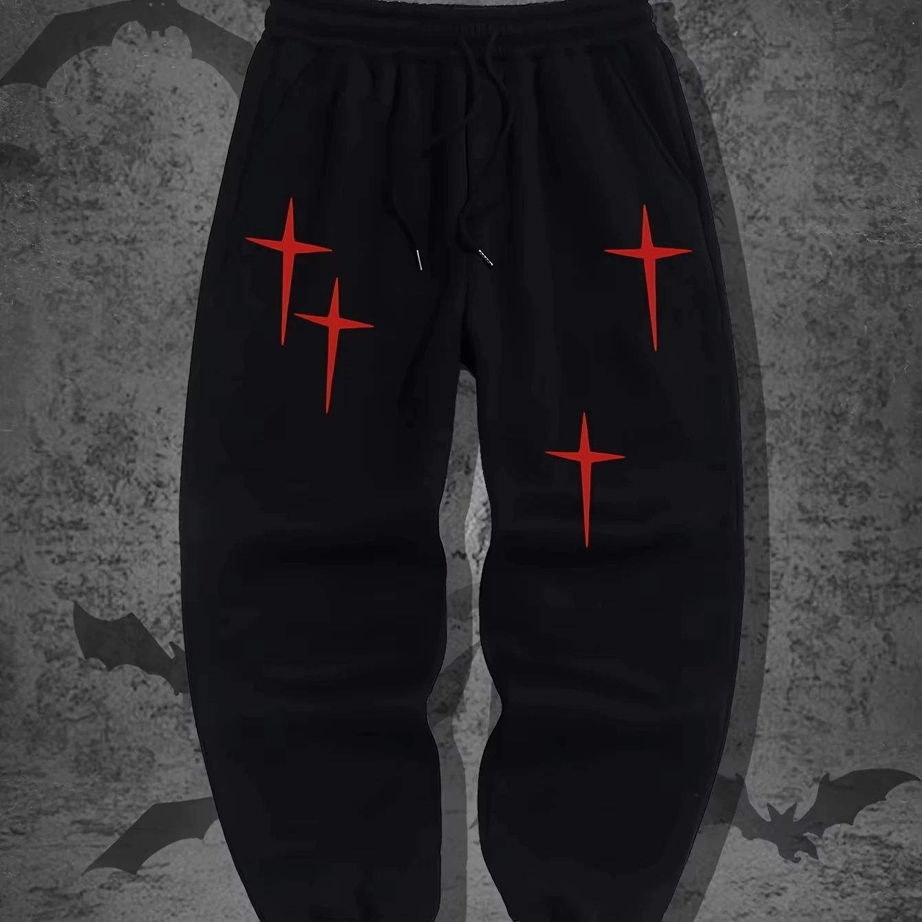 Harajuku hip-hop men's printed pants  Y2K Gothic casual leggings  sporty fashion  streetwear