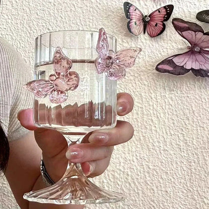 Copo de Vidro de Pé Alto Original Taça de Vinho Borboleta de Instagram Copos de Champanhe Copos Estéticos de Coquetel Presentes de Natal