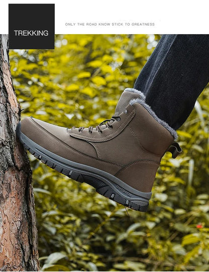 NeW Men Winter Snow Boots For Waterproof Leather Sneakers Super Warm Men's Boots Outdoor Male Hiking Boots Work Shoes Size 39-48