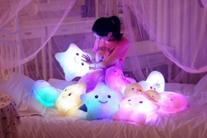 Luminous Star Plush Throw Pillow Bright Led Light Star Stuffed Cushion Sofa Decorative Pillow Office Sleeping Back Cushion Decor