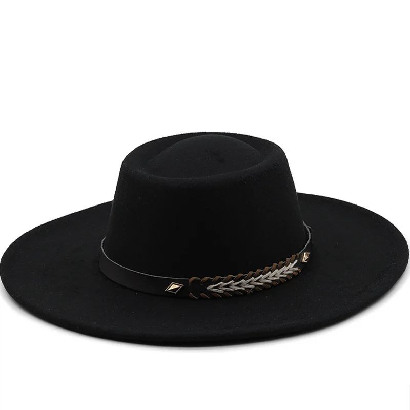 British Style Felt Fedoras Hats for Women9.5CM Wide Brim Men Formal Luxury Jazz Caps Bowler Wedding Dress Hat Chapeau Femme