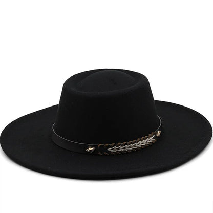 British Style Felt Fedoras Hats for Women9.5CM Wide Brim Men Formal Luxury Jazz Caps Bowler Wedding Dress Hat Chapeau Femme