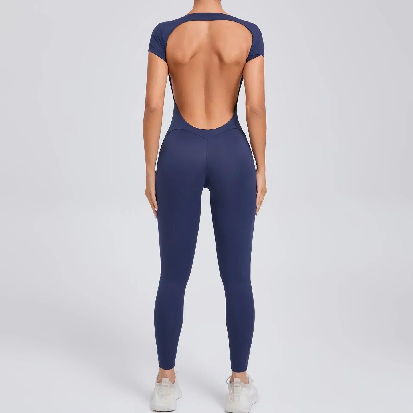 Seamless Yoga Jumpsuits Sports Fitness Hip-lifting Short-sleeved Backless One-piece Workout Gym Leggings Tracksutis for Women