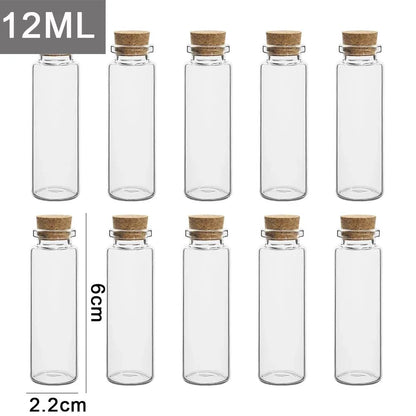 20/10PCS Cork Stopper Glass Bottles DIY Birthday Gift Transparent Empty Message Wishing Bottle Christmas Wedding Party Decor