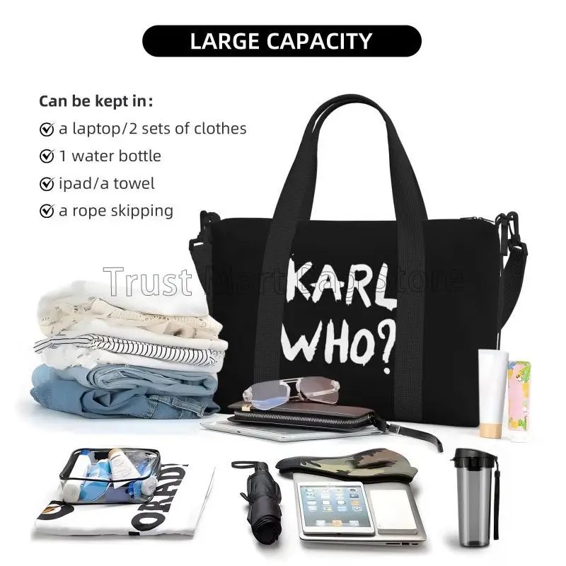 Karl Who Travel Duffel Bag Foldable Lightweight Waterproof Weekender Overnight Bags with Shoulder Strap Sports Gym Travel Bag