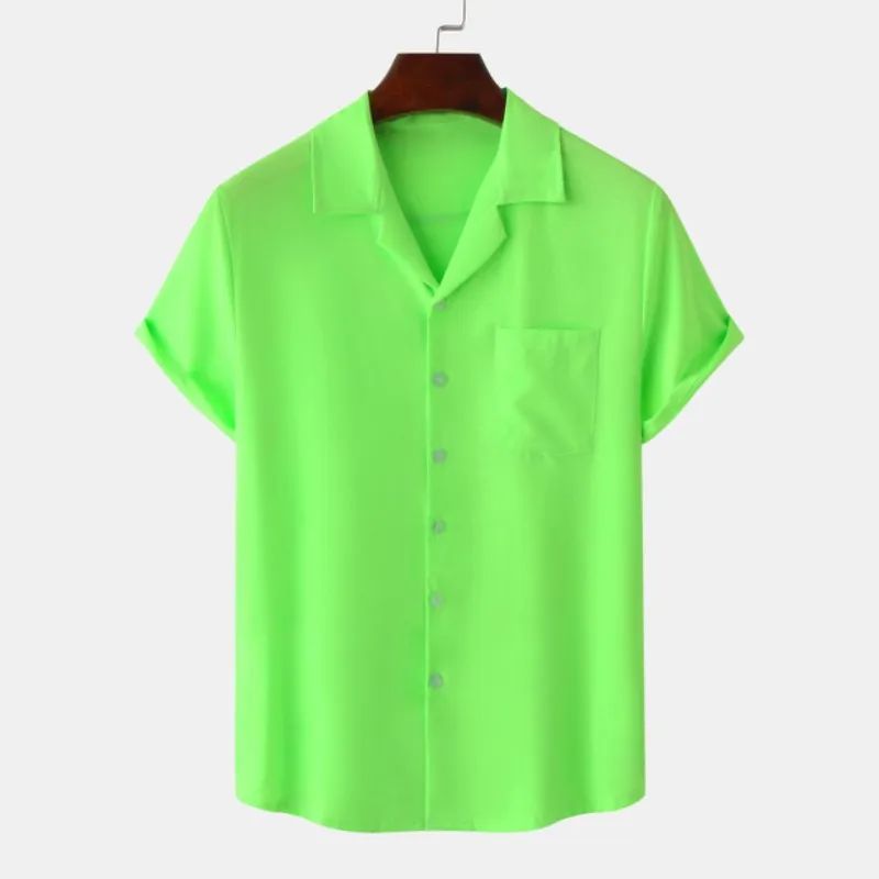 Solid Color Hawaiian Beach men's short-sleeved Tops Comfortable Casual Lapel men's Shirts Summer New men's short-sleeved Shirts