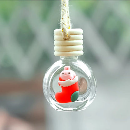 Pingente de Frasco de Perfume de 10ml Decoração de Espelho Retrovisor de Carro de Natal Frasco de Vidro Vazio Frasco de Óleo Essencial para Aromaterapia