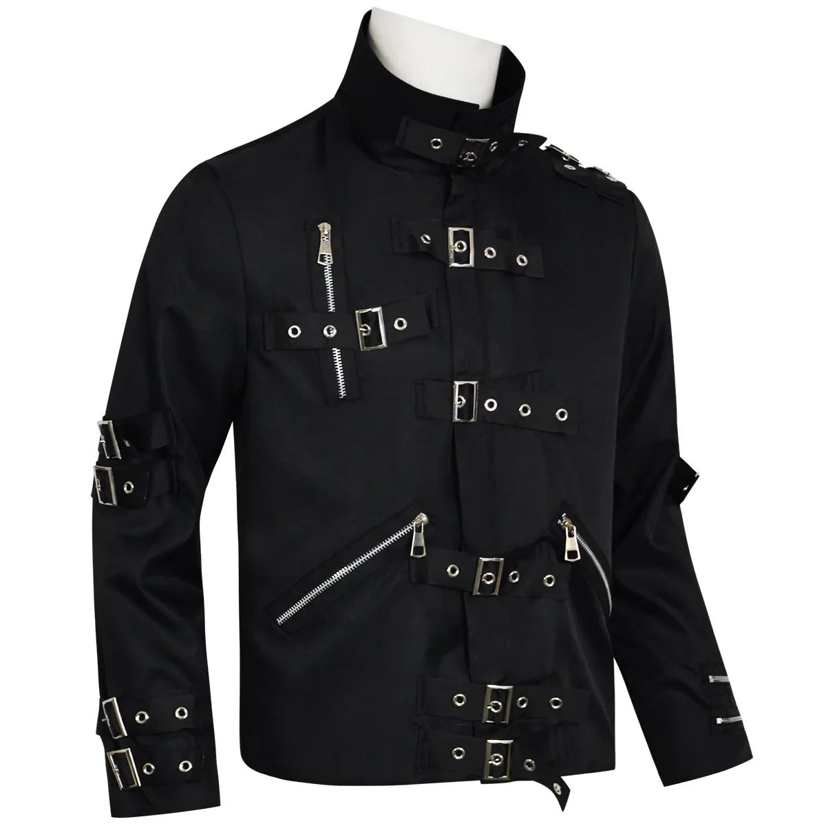 Michael Jackson cosplay Costume BAD Punk Jacket Black Slim BAD Jacket Costume T-shirt Belt Clothing Adore Stars Impersonator