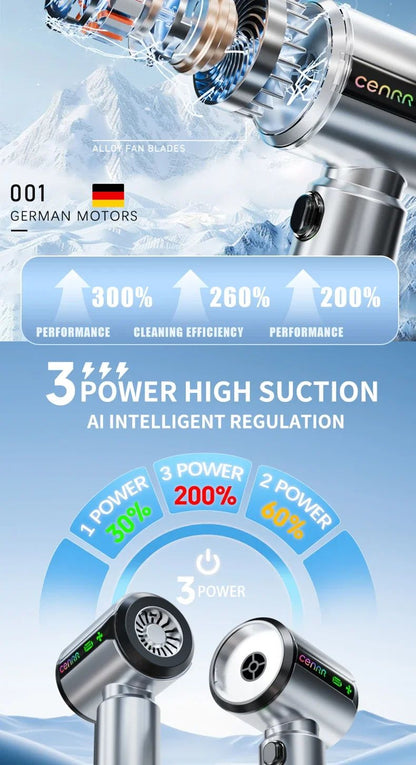 CENRR New Battery Level Display Car Vacuum Cleaner 7500mAh Home Man Christmas Gift Powerful Portable HandHeld Car Cleaner