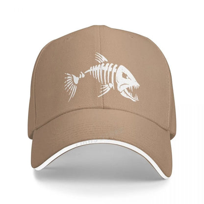 Boné de Pesca Masculino para Ar Livre, Boné de Pesca, Boné de Beisebol, Boné de Golfe, Boné de Caça com Ossos de Peixe de Desenho Animado, Boné Snapback