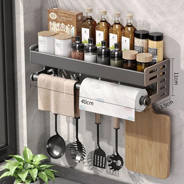 Novo Rack de Armazenamento de Cozinha Suporte para Temperos de Parede Organizador de Cozinha Doméstico Multifuncional Prateleira de Armazenamento