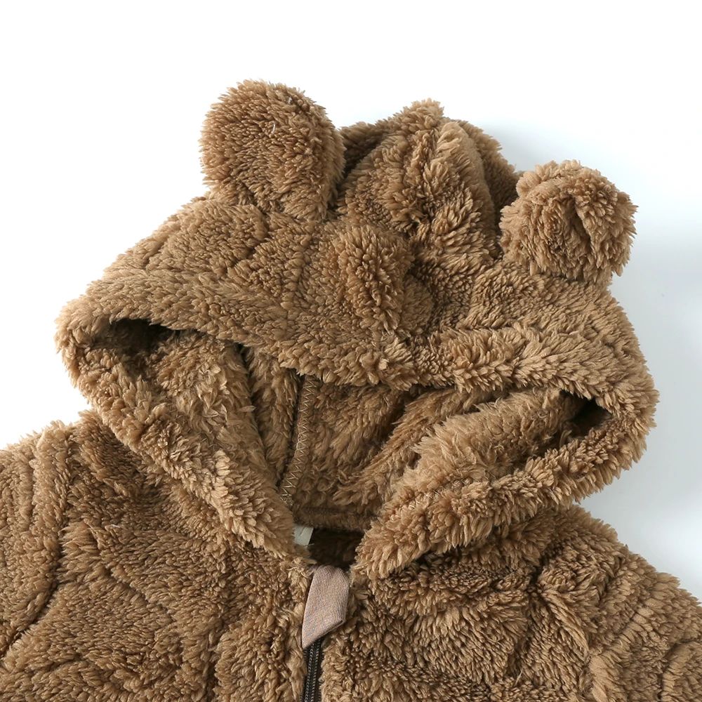 0-18Months Newborn Baby Romper Winter Thicken Flannel Warm Clothes Infant Boy Girl Oneies Pyjamas Heart-Shaped Hooded Jumpsuits