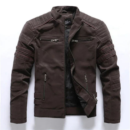 Casual Motorcycle Winter Men Winter Brand Leather Jacket Inner Fleece PU Coat Faux Leather Jackets Mens Clothing Streetwear