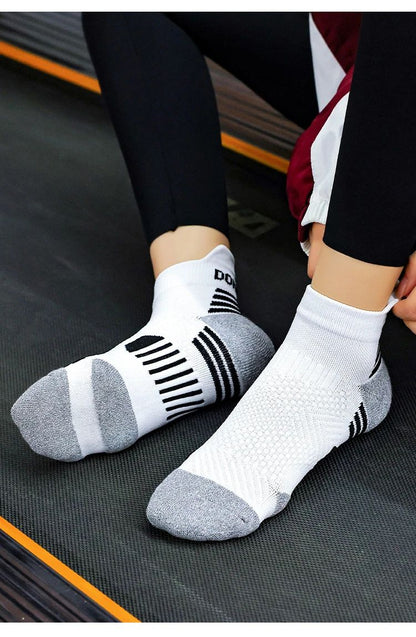 3 Pares Meias de Corrida de Maratona Masculinas Femininas Profissionais Esportivas Tornozelo Fitness Tubo Acolchoado Engrossado Baixo Cano Curto Barco Meias