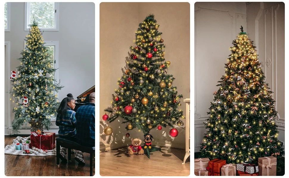 1.5M/2M/3M LED Ring Christmas Tree Tops Lights Decoration Tree Lights String for Patio Garden Outdoor Waterproof Waterfall Light