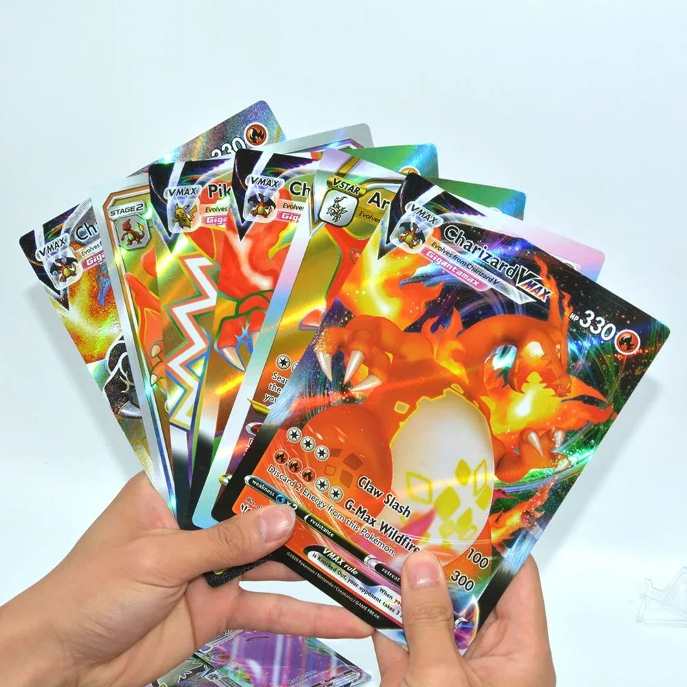Pokemon 21*15cm Cartas Grandes Arco-Íris Pacote Vstar Letras Gigantes Jumbo Espanhol Alemão Francês Vmax GX Arceus Charizard Carta Rara