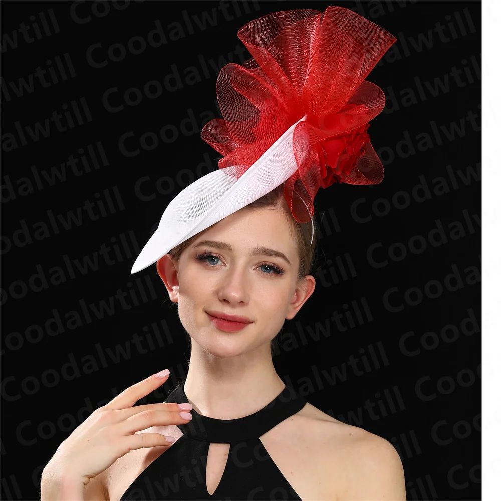 Fascinator Feminino Azul Marinho Chic Chapéu Elegante para Royal Ascot Millinery Noiva Casamento Coquetel Acessórios de Cabelo Véus e Acessórios para Cabeça