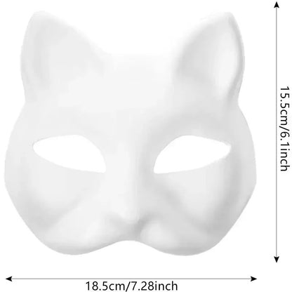 5-50Pcs Cat Fox Mask Halloween Blank Mask Costume for Adults for Holiday Party Role playing accessories