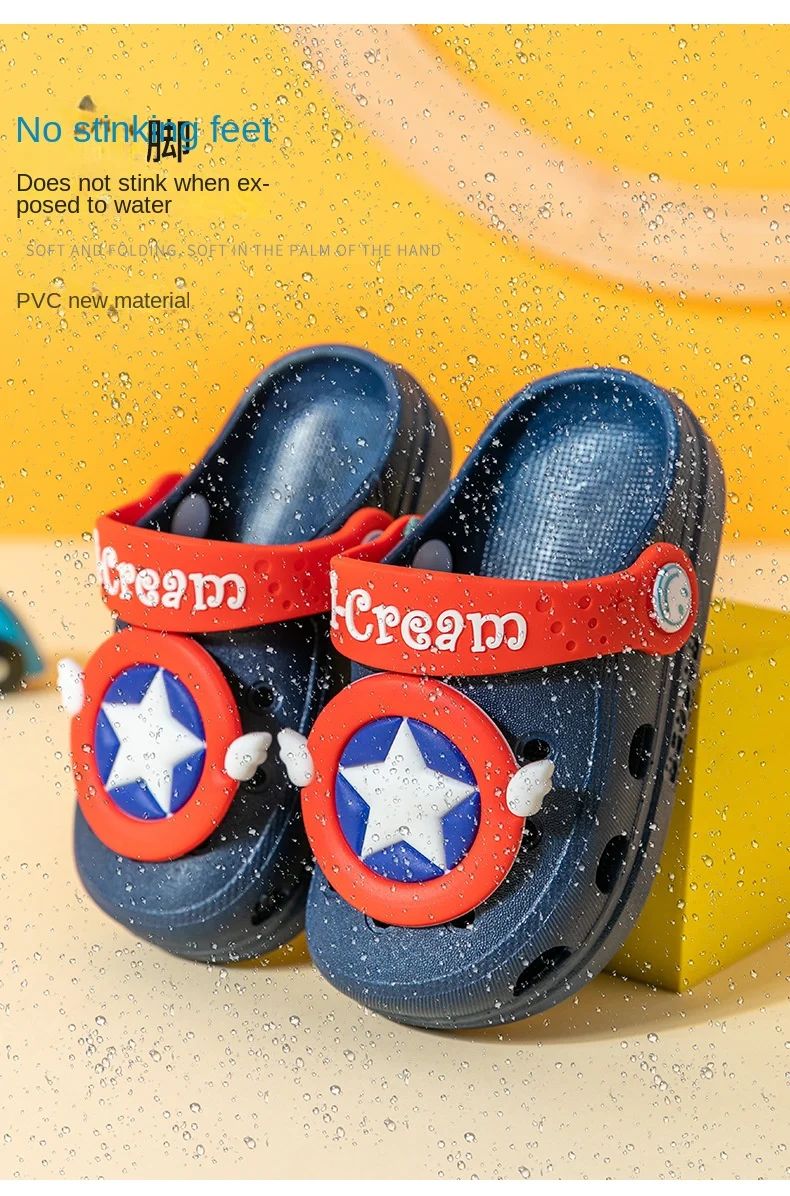 Summer Kids Sandals Hole Children's Shoes Slippers Soft Anti-Skid Cartoon DIY Design Hole Baby Shoes Sandy Beach For Boys Girls