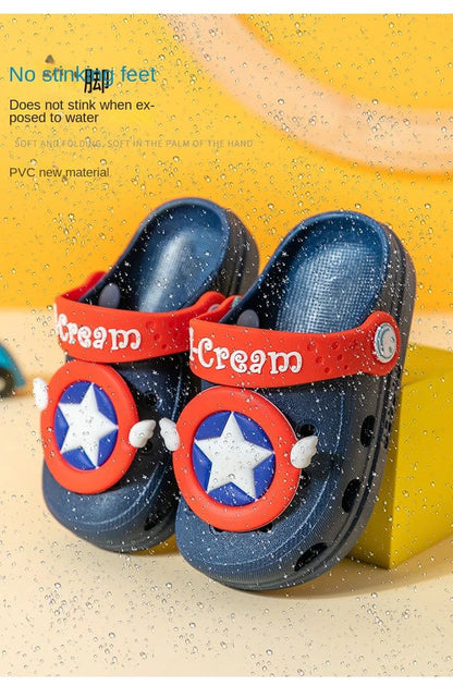 Summer Kids Sandals Hole Children's Shoes Slippers Soft Anti-Skid Cartoon DIY Design Hole Baby Shoes Sandy Beach For Boys Girls