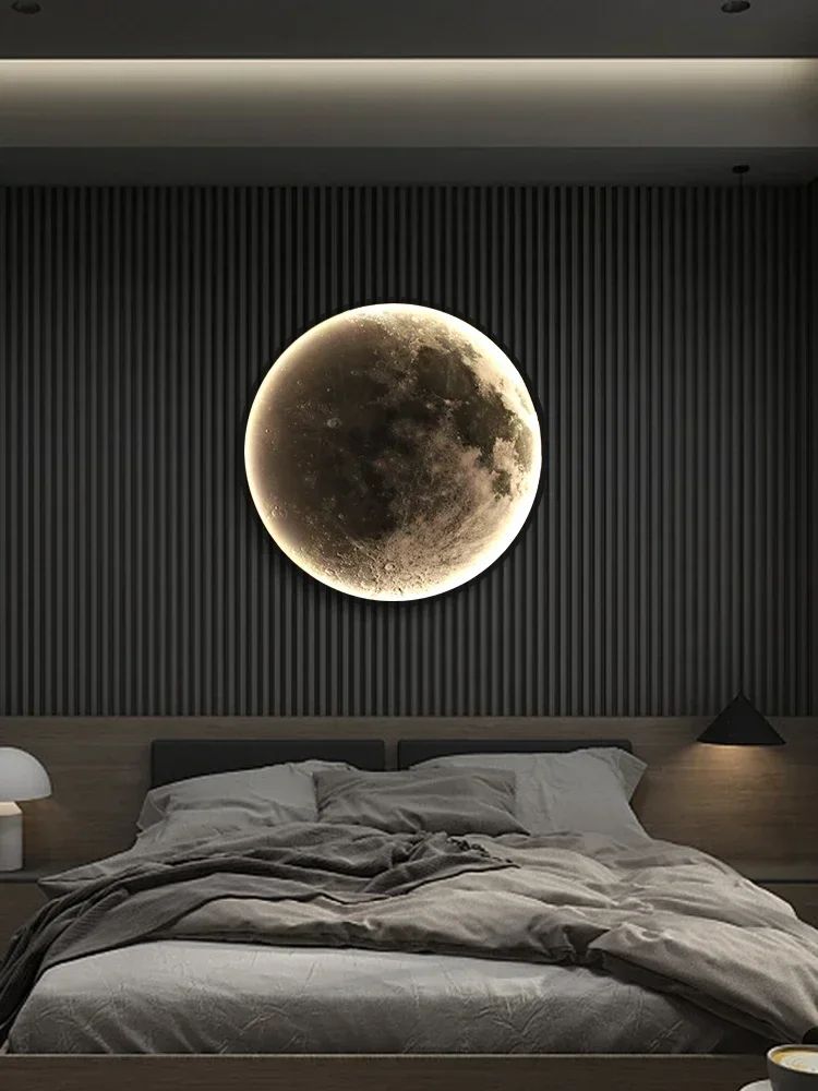 2025 Newest LED Modern Simple Bedside Wall Lamp Net Red Creative Living Room Bedroom Moon Mural New Balcony Stair Aisle Lamps