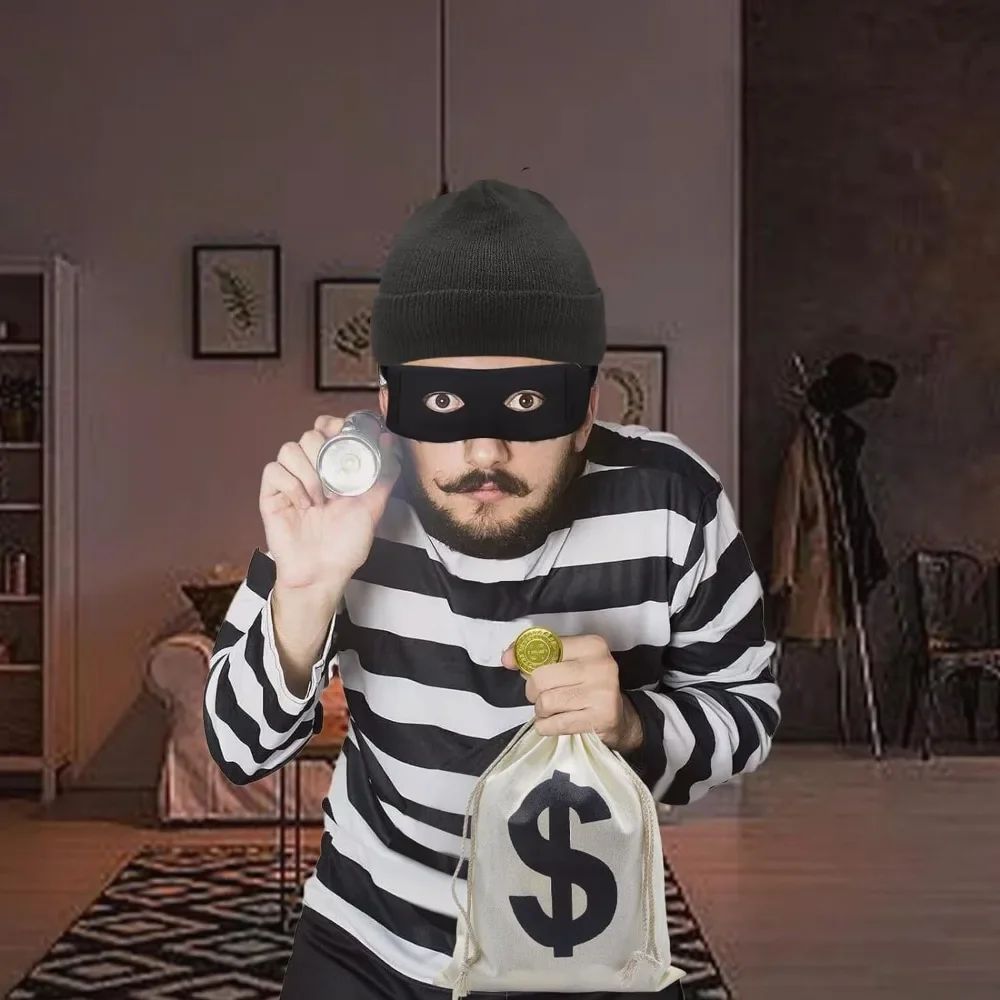 Movie Robber Cosplay Costume Thief Bank Robber Accessories Set for Women Men Halloween Carnival Party Clothes Role Play