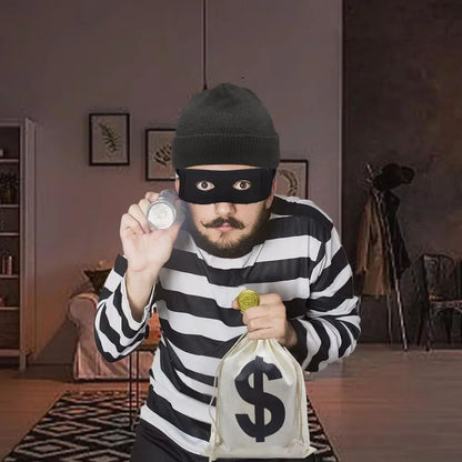 Movie Robber Cosplay Costume Thief Bank Robber Accessories Set for Women Men Halloween Carnival Party Clothes Role Play