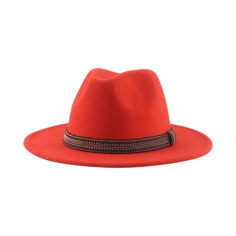 Chapéu Feminino Fedora de Feltro Sólido Casual Chapéu de Inverno Feminino Bonés Masculinos Faixa Panamá Preto Cáqui ????? ??????? Sombrero