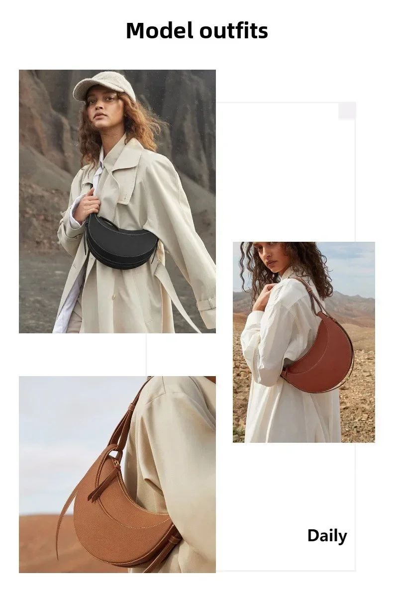 2025 New Style, High-Quality Textured Crescent Bag, Underarm Handbag, Single Shoulder Crossbody Bag