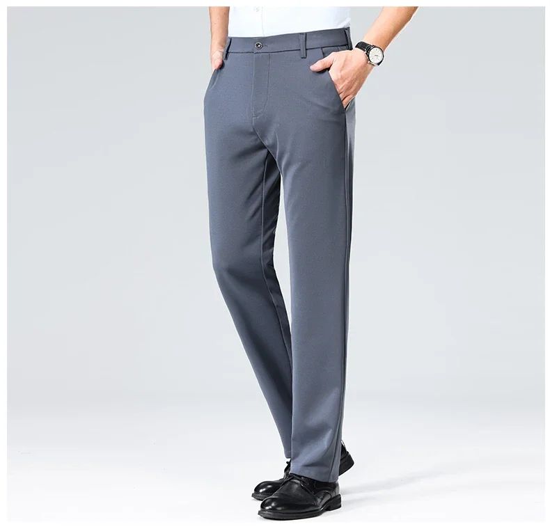Calças Finas Masculinas para o Verão Outono, Calças de Terno Formal, Calças de Trabalho, Calças Casuais de Negócios de Qualidade, Calças Compridas Pretas Vinho Tinto