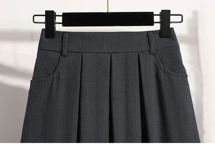 Solid Color Versatile Medium Length Skirt Pleated Plus Size A-Line Maxi Gown Cover Hip Spring Summer 2025 New Half-length Skirt