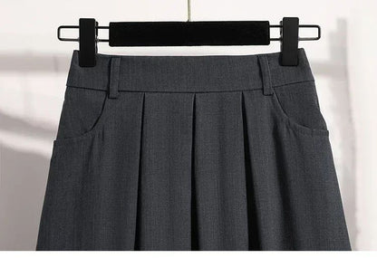 Solid Color Versatile Medium Length Skirt Pleated Plus Size A-Line Maxi Gown Cover Hip Spring Summer 2025 New Half-length Skirt