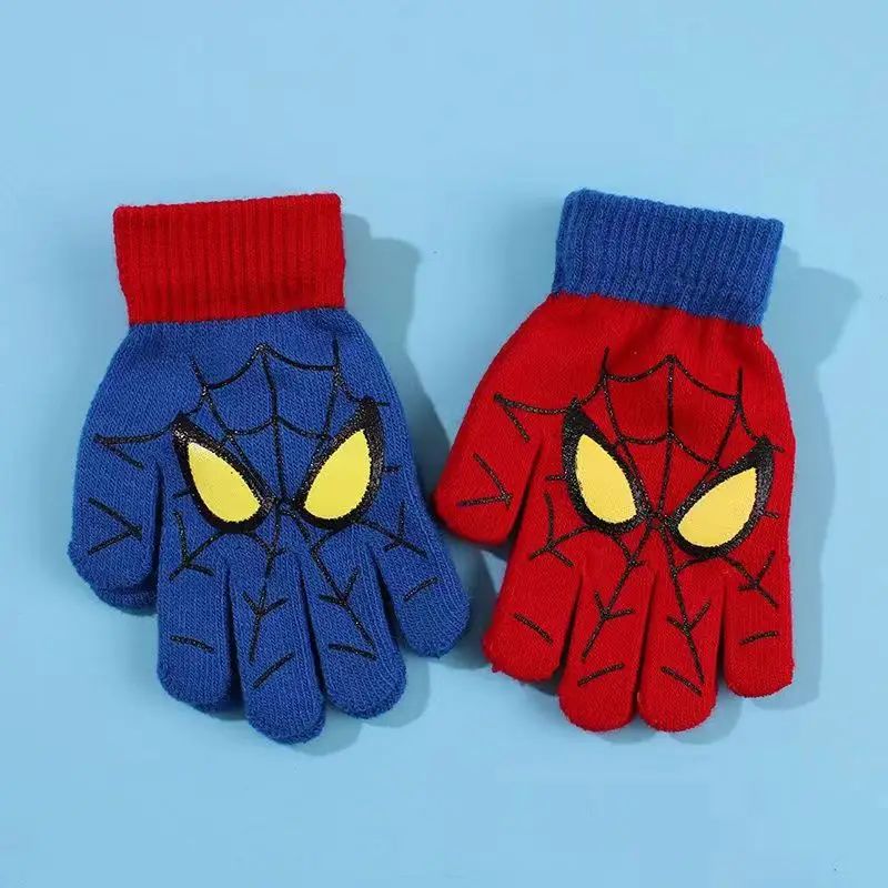Luvas Quentes Infantis de Inverno Homem-Aranha Marvel Luvas de Malha Desenho Animado Anime Marvel Decoração Fofa Presentes de Natal para Crianças Em Estoque